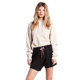 Volcom Women's Truly Stoked Elastic Waist Fleece Sweat Short, Black, Medium