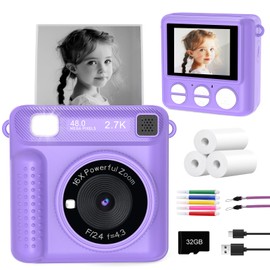 VFU Instant Print Camera for Kids - Kids Digital Camera Toddler Camera for Age 3-5, Instant Cameras That Print Photos for 4 5 6 7 8 9 10 Year Old Girl Boy Birthday Gift