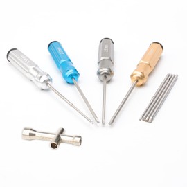 Newzoll 4Pcs RC Hex Screw Driver Kit, 1.5/2.0/2.5/3.0mm Hex Screw Nut Screwdrivers with Small Cross Wrenches Sleeve, Hex Driver Repair Tool Set for RC Car Helicopter Models