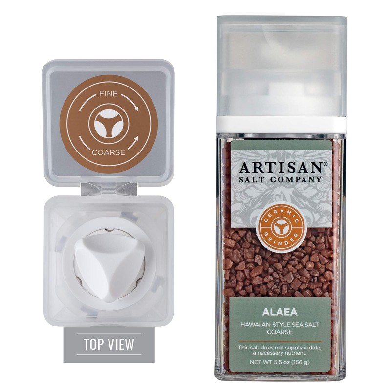 SaltWorks Alaea Red Hawaiian-Style Sea Salt, Coarse, Grinder Jar, 5.5