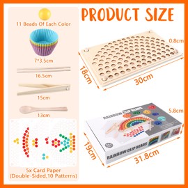 Montessori Toy, Sorting Game, Clip Beads Board Game, Puzzle Educational Toy, Children's Toy from 3 Years, Children's Hands, Eyes, Brain Training, Preschool Gift for Children from 4 5 6 Years (A)