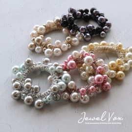JewelVOX Hair Rubber Hair Accessories, Women's, Pearl, Color Pearl, Adult (Beige)