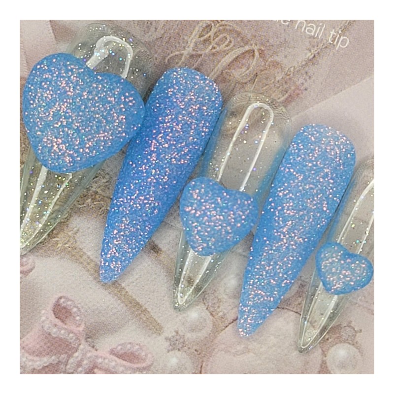 Sky Blue Sugar Handmade Nail Tips - Square S /