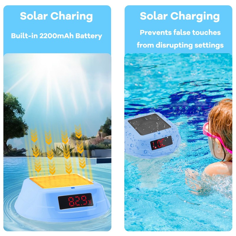 Pool Wireless Thermometer & Wireless Receiver, IPX8 Waterproof Bath Thermometer,