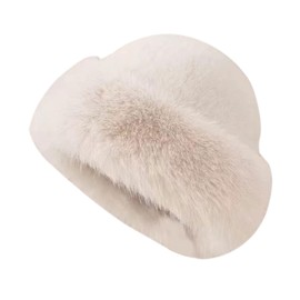 Frediuo Winter Faux Fur Hat for Women Fashion Cossack Hat Russian Hat for Ski Motorcycle, Camel Color