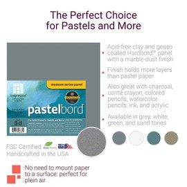Ampersand Art Supply Pastel Painting Panel: Museum Series Pastelbord, White, 1/8 Inch Flat Profile, 8x8