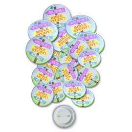 Pin Badges with "Would You Like a Bible Study? Ask Me!" - Pack of 20