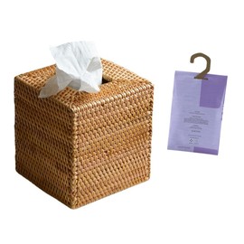 Generic Rattan Square Tissue Holder Box Cover, Tissue Box Rattan, Rattan Square, Rattan Box Tissue Tissue Paper Organizer Hand Woven Natural material Size 14.5 * 14.5 * 14.5* Comes with a, AFT002