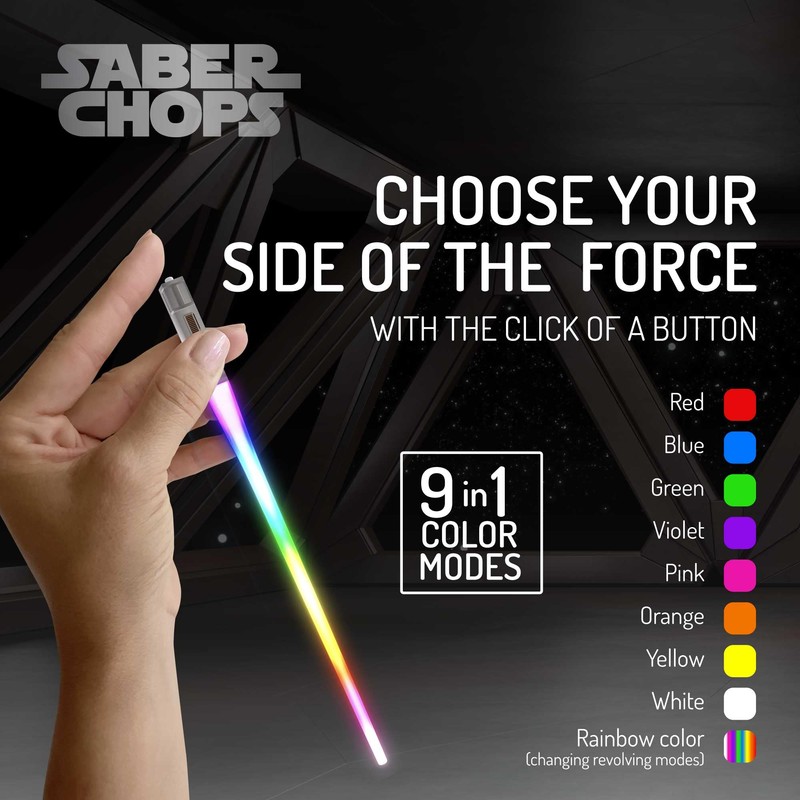 Lightsaber Chopsticks Light Up STAR WAR LED Reusable 9 Colors