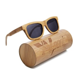 Ynport Bamboo Sunglasses Men Women Classic Wood Coated Vintage Floating Eyewear, Grey 853