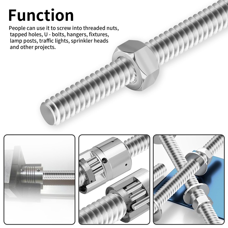 Skweawert M8 x 1.25mm x 400mm Fully Threaded Rod 304