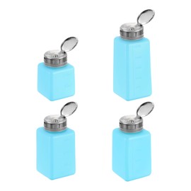HARFINGTON 4pcs Solvent Alcohol Dispenser 120ml/180ml/200ml/250ml Nail Polish Remover Push Down Liquid Dispenser Pump Bottle for Acetone Cleanser Polish Remover, Blue