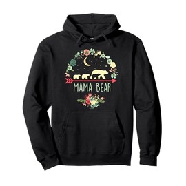 Mama Bear with 3 Cubs Hoodie Floral Mother's Day Pullover Hoodie