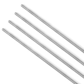 YUEARN 4Pcs 304 Stainless Steel Fully Threaded Rod, 1/4"-20 Thread Size, 12" Length, Right Hand Threads