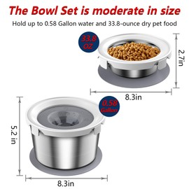 Mdupw Dog Food Bowl & Water Bowl Set, No Spill Water Bowl for Indoor Dogs and Cats, Spill Proof Pet Food Stainless Steel Bowl, Mess Proof Pet Water and Food Feeder