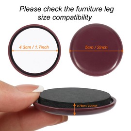 Furniture Sliders, 12pcs Furniture Movers 2 Inch Heavy Duty Moving Pads Self Adhesive Furniture Gliders for Carpet and Hardwood Floors(Brown)