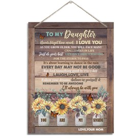 Daughter Gift, Inspirational Wall Decor, Decorative Hanging Wood Signs, Thanksgiving, Christmas, Birthday Gift for Daughter, Daughter Wedding Gift, Floral Wall Decor Gift, You Are My Sunshine Sign