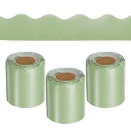 QUARKZMAN 3 Roll Bulletin Board Border, 98.4 Feet Wavy Border, Decorative Rolled Classroom Borders for Bulletin Board, Home, Classroom, Office Decoration, Olive Green