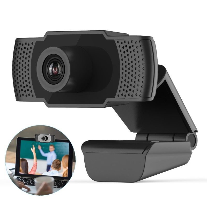 Webcam 1080p Black Computer Office Camera Builtin Microphone Free Drive