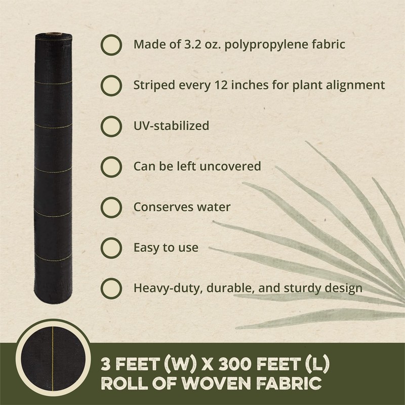 DeWitt Sunbelt Woven Ground Cover, 3.2 oz, Black, 3' x