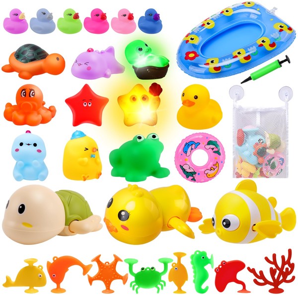 Bath Toys for Toddler 3-5, 31PCS Bathtub Playset , Light-Up