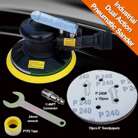 MOMODA Professional Air Random Orbital Sander, 6 inch Dual Action Pneumatic Sander Suitable for Heavy Duty and Connect to Vacuum Cleaner