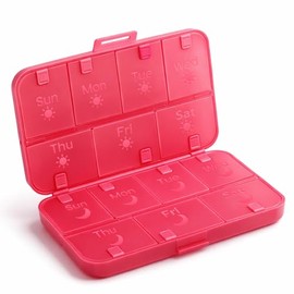 Foldable Weekly Pill Organizer, Red