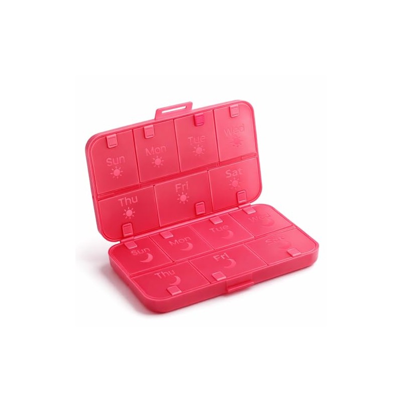 Foldable Weekly Pill Organizer, Red