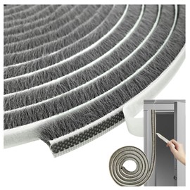 Self-Adhesive Pile Weather Stripping Seal for Sliding Windows and Door Frames, 16.5ft x 11/32 inch, Grey