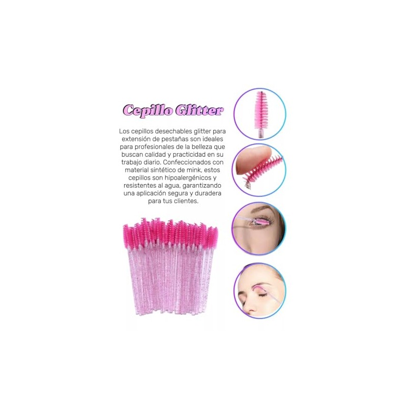 kit 50 Parches De Hidrogel+50 Cepillo Glitter+100 Microbrush, Para Extensión