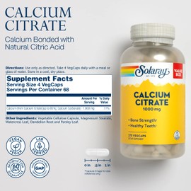 Solaray Calcium Citrate Complex, 1000 mg (68 Serv, 275 Count)