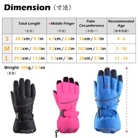 TRIWONDER Kids Winter Warm Gloves for Boys Girls, Cold Weather Waterproof Windproof Children Ski Snow Gloves (Rose Red, M/7-10 Years)