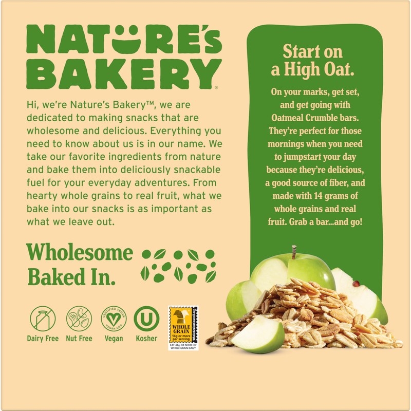 Nature's Bakery Oatmeal Crumble Apple Bars, 1.41 Oz, 6 Ct