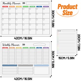 3Pack Dry Erase Magnetic Calendar for Refrigerator 16.5"x11.8"-Monthly,Weekly,Daily Planning Board,with 6 Markers,Pen Holder and Towel for Family Schedules, Menus, Shopping, To-do Lists