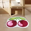 Bazasa Cherry Bath Mat 19.6"x 23.6" in Pink Bathroom Rug