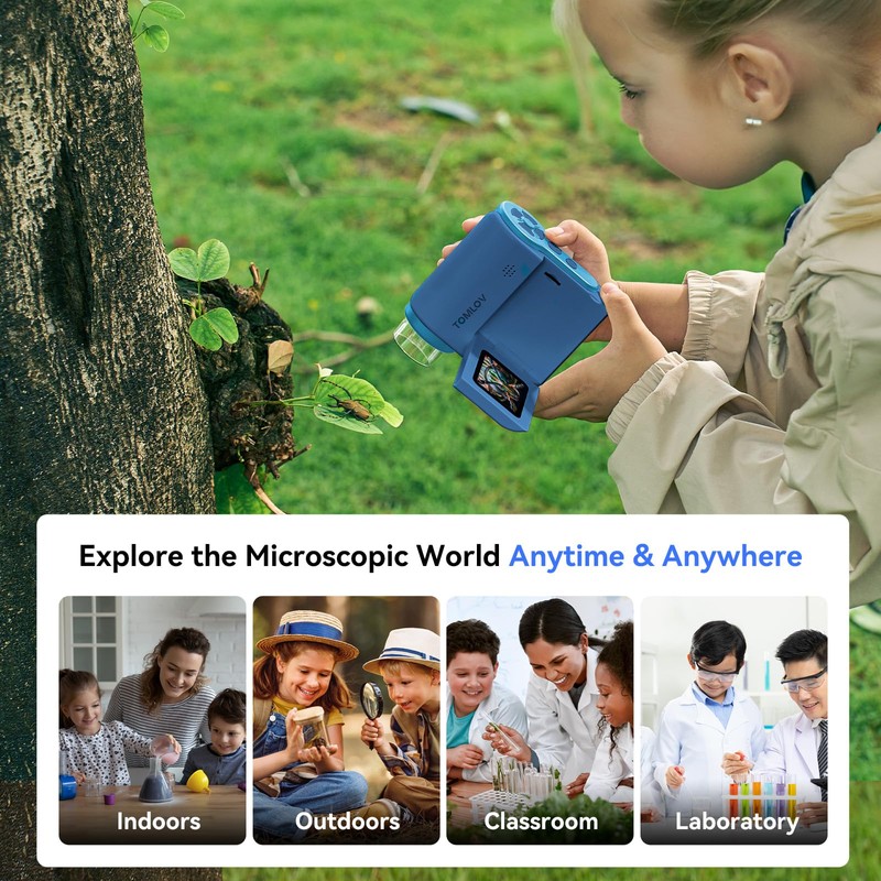 TOMLOV P20 Handheld Pocket Digital Microscope for Kids, 3-in-1 Miniscope,