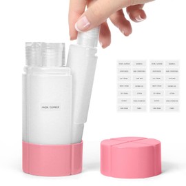Olatay 4-in-1 Leak-Proof Bottle, 4 * 60ml/2oz, with 2 Pre-printed Labels for Travel Gym Camping, Carry-On Travel Size Toiletries Shampoo Lotion Bottle