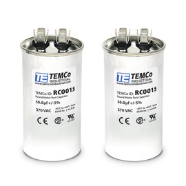 TEMCo 50 uf/MFD 370 VAC volts Round Run Capacitor 50/60 Hz AC Electric - Lot -2 (Optional uf/MFD, Voltage and Lot Quantities Available)