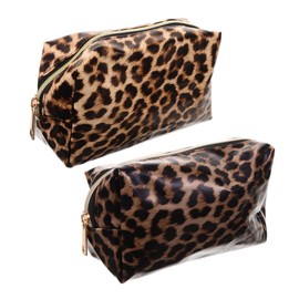 Healeved 6pcs Large Capacity Leopard Cosmetic Bag Portable Makeup Pouch for Travel Storage for Toiletries Essentials