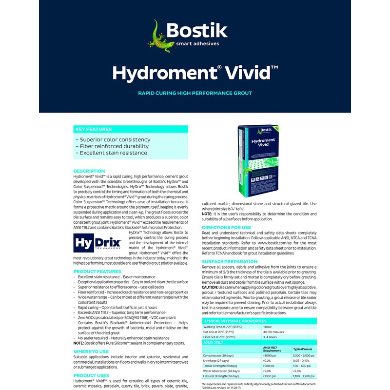 25lb Bostik Vivid Grout Delorean Gray H160