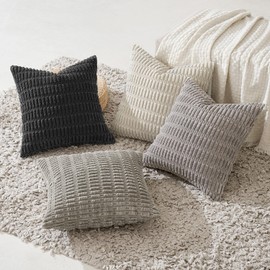 MIULEE Set of 4, 50 x 50 cm Corduroy Cushion Covers, Modern Cushion Covers, Decorative Sofa Cushion, Soft Decorative Cushion Cover for Living Room, Sofa, Bedroom, Boho Decor, Green Series