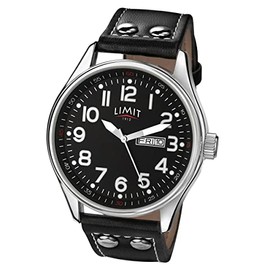 Limit Pilot Men's Quartz Watch with Black Dial Analogue Display and Black PU Strap 5491.01