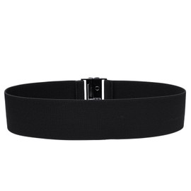 Syuer Women's Wide Elastic Waist Belt Cinch Belt Trimmer Stretch Waistband, Black (Silver Buckle)