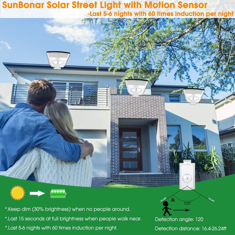 Solar Street Lights Outdoor Motion Sensor Dusk to Dawn Integrated