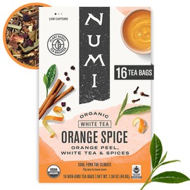 Numi Organic Tea Orange Spice, 16 Count Box of Tea Bags (Pack of 6), White Tea