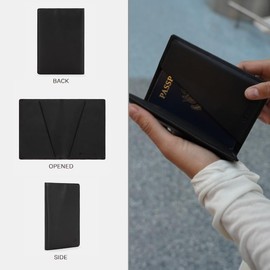 SLNT Leather RFID Blocking Passport Wallet - 4 Card Slots & Passport Slot, Clean, Sleek, Stylish, Minimal Design - For Travel, Prevents Hacking & Identity Theft (Simple Style, Black)
