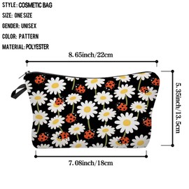 Livel lhood Ladybug Makeup Bag Cute Small Makeup Organizer Bag Travel Toiletry Zipper Pouch Little Daisy Cosmetic Bag Gift for Women Girls