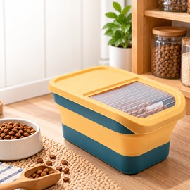 Collapsible Airtight Food Storage Container – Sealed Lid for Pet Food, Rice & Grains