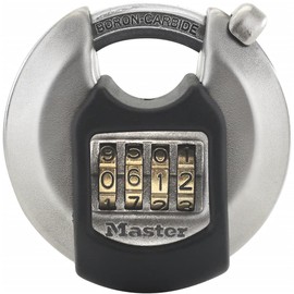 MASTER LOCK Heavy Duty Disc Padlock [Combination] [Stainless Steel] [Outdoor] M40EURDNUM - Best Used for Storage Units, Sheds, Garages, Trailers and More
