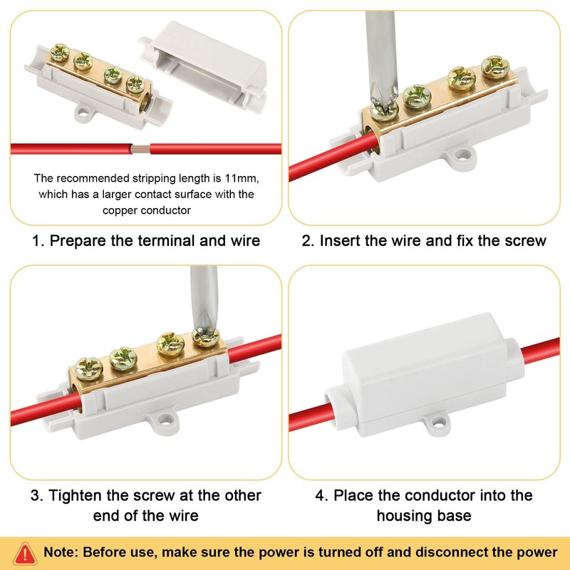Butt Connectors, Pack of 6 Cable Connectors, Clamp Block, Brass